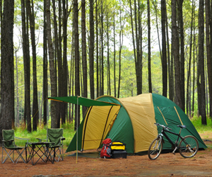 tent and bike